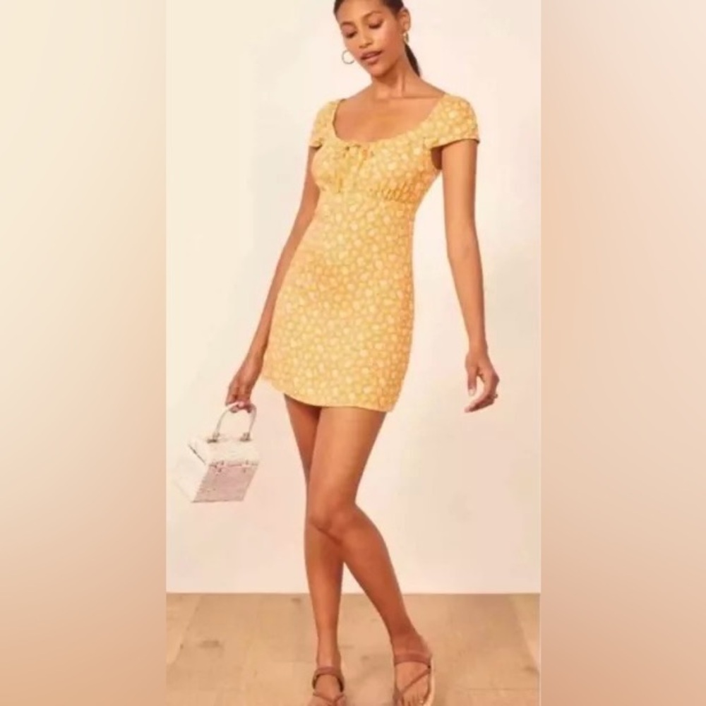 Reformation Maison Yellow Floral Mini Dress